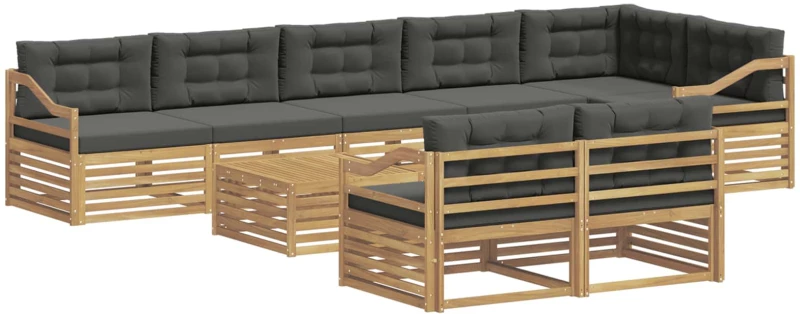 vidaXL Σειρά Καναπέ Εξωτερικού με μαξιλάρι 9 pcs Άσπρο και Ανθρακί
