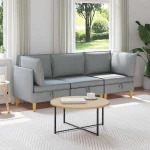 vidaXL Σετ Επίπλων Σαλονιού με μαξιλάρι 3 pcs Ανοιχτό γκρι Ύφασμα