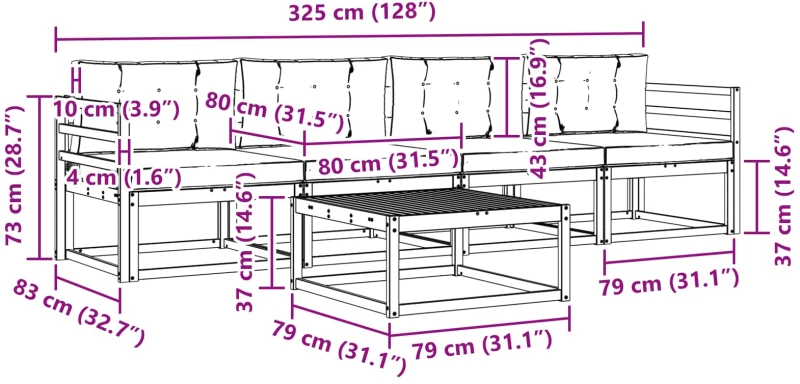 vidaXL Σειρά Καναπέ Εξωτερικού 4 pcs Λευκό και Ανοιχτό Γκρι