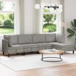 vidaXL Σετ Επίπλων Σαλονιού με μαξιλάρι 5 pcs Ανοιχτό γκρι Βελούδο