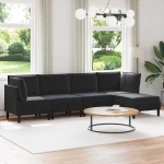 vidaXL Σετ Επίπλων Σαλονιού με μαξιλάρι 5 pcs Μαύρο Βελούδο