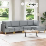 vidaXL Σετ Επίπλων Σαλονιού με μαξιλάρι 5 pcs Ανοιχτό γκρι Ύφασμα