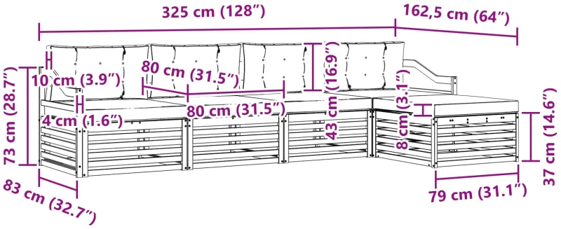 vidaXL Σειρά Καναπέ Εξωτερικού 5 pcs Λευκό και Ανοιχτό Γκρι