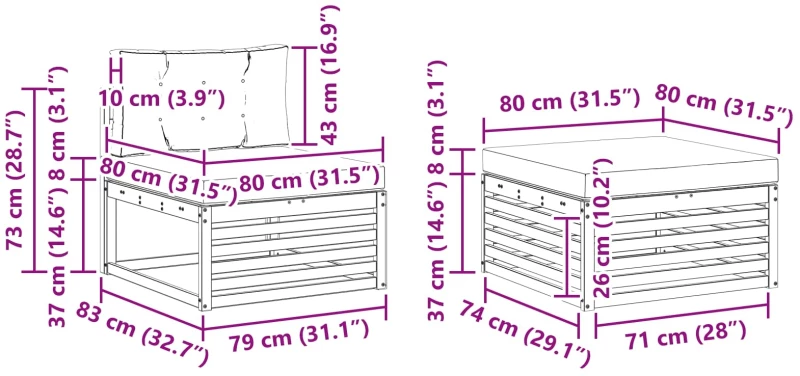 vidaXL Σειρά Καναπέ Εξωτερικού 5 pcs Λευκό και Ανοιχτό Γκρι
