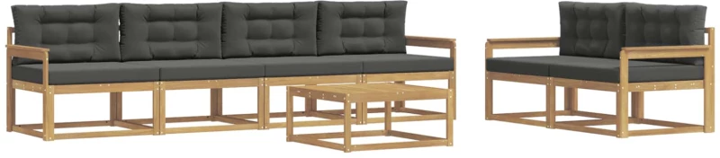 vidaXL Σειρά Καναπέ Εξωτερικού με μαξιλάρι 6 pcs Άσπρο και Ανθρακί