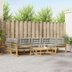 vidaXL Σειρά Καναπέ Εξωτερικού 5 pcs Λευκό και Ανοιχτό Γκρι