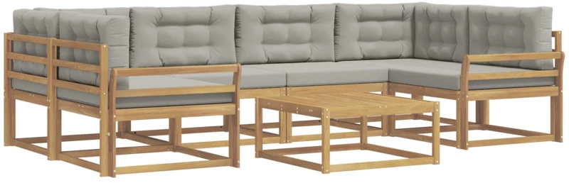 vidaXL Σειρά Καναπέ Εξωτερικού 5 pcs Λευκό και Ανοιχτό Γκρι