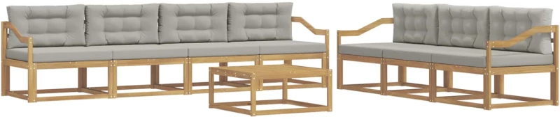 vidaXL Σειρά Καναπέ Εξωτερικού 7 pcs Λευκό και Ανοιχτό Γκρι