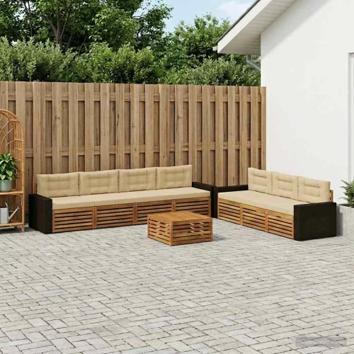 vidaXL Σειρά Καναπέ Εξωτερικού 8 pcs Φυσικό και Μπεζ 79 x 79 x 37 εκ