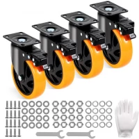 Τροχοί VEVOR Caster, 12,7 cm Περιστρεφόμενοι τροχοί πλάκας, Σετ 4, με Ασφάλεια A/B Κλείδωμα Χωρίς Θόρυβο Ζάντες PVC, Βαρέως τύπου 204,1 kg Χωρητικότητα φόρτωσης ανά τροχό, Τροχοί χωρίς σήμανση για έπιπλα καροτσιού Πάγκος εργασίας