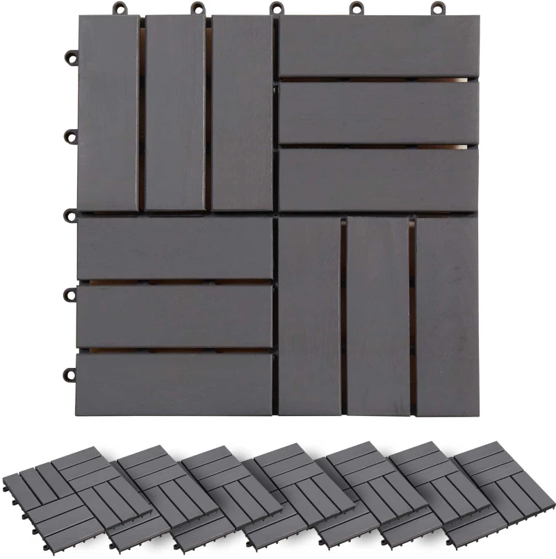 vidaXL Πλάκα Κατασκευής 20 pcs Γκρι 30 x 30 cm Ξύλο Ακακίας