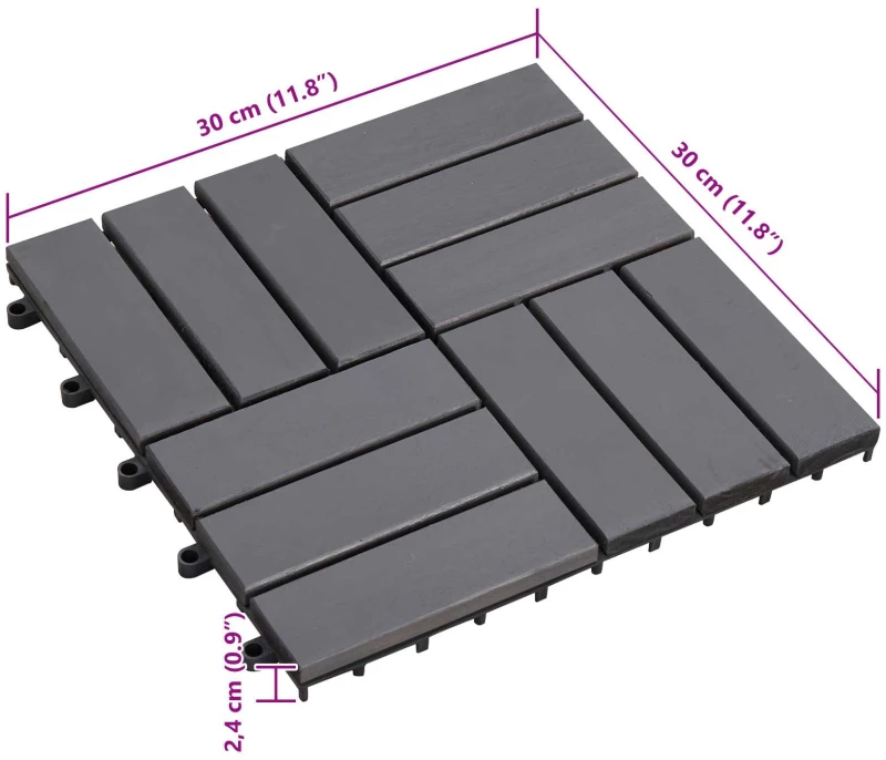 vidaXL Πλάκα Κατασκευής 20 pcs Γκρι 30 x 30 cm Ξύλο Ακακίας