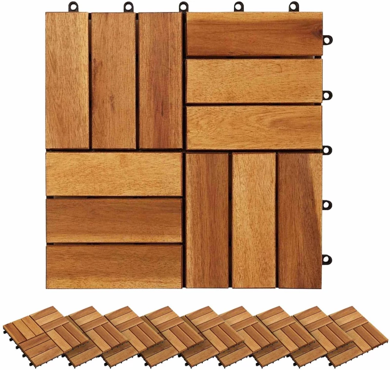 vidaXL Πλάκα Κατασκευής 30 pcs Καφέ 30 x 30 cm Ξύλο Ακακίας