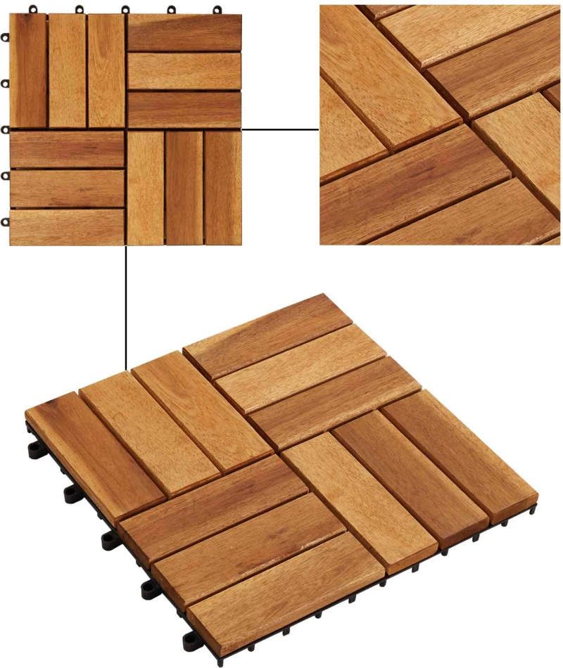 vidaXL Πλάκα Κατασκευής 30 pcs Καφέ 30 x 30 cm Ξύλο Ακακίας
