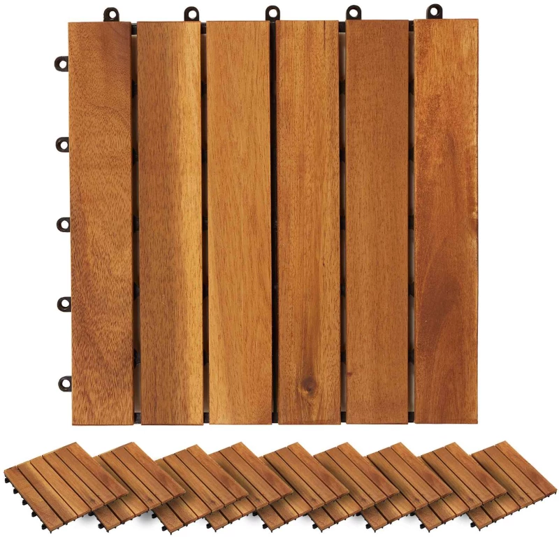 vidaXL Πλάκα Κατασκευής 30 pcs Καφέ 30 x 30 cm Ξύλο Ακακίας