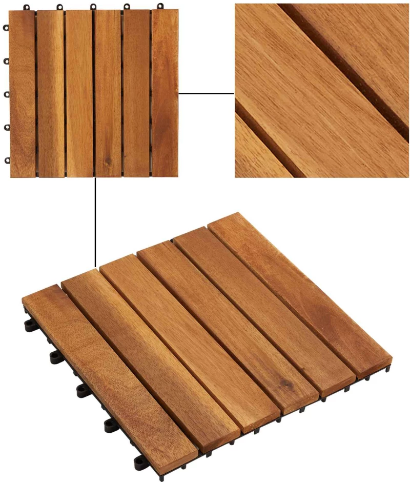 vidaXL Πλάκα Κατασκευής 30 pcs Καφέ 30 x 30 cm Ξύλο Ακακίας