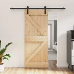 vidaXL Συρόμενη Πόρτα Φυσικό και Μαύρο 85 x 210 cm