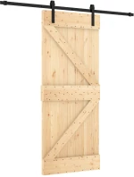 vidaXL Συρόμενη Πόρτα Φυσικό και Μαύρο 85 x 210 cm