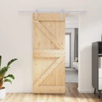 vidaXL Συρόμενη Πόρτα Φυσικό και Λευκό 85 x 210 cm