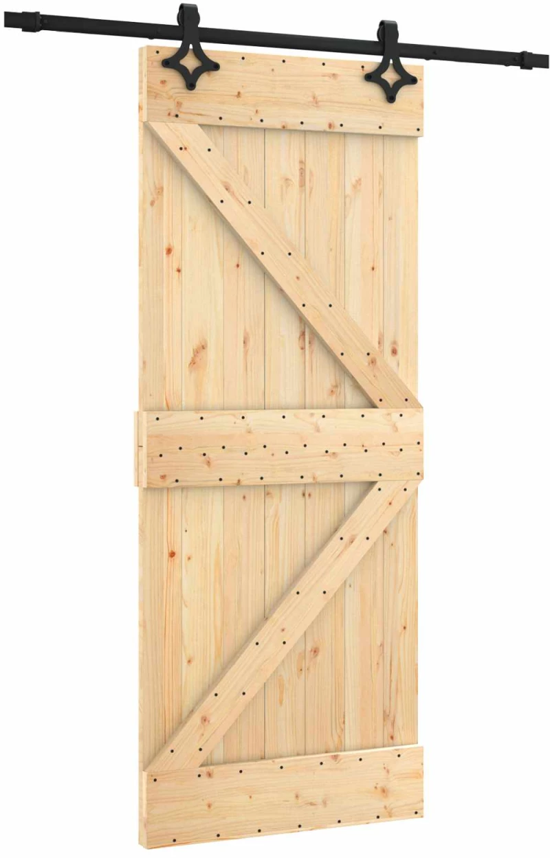 vidaXL Συρόμενη Πόρτα Φυσικό και Μαύρο 85 x 210 cm