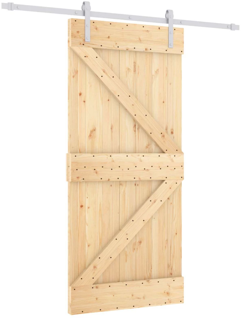 vidaXL Συρόμενη Πόρτα Φυσικό και Λευκό 95 x 210 cm