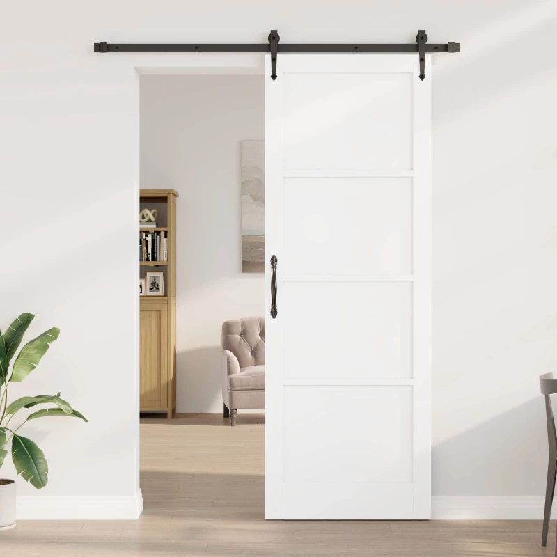 vidaXL Συρόμενη Πόρτα ORKDAL Λευκό και Μαύρο 83 x 232 εκ.