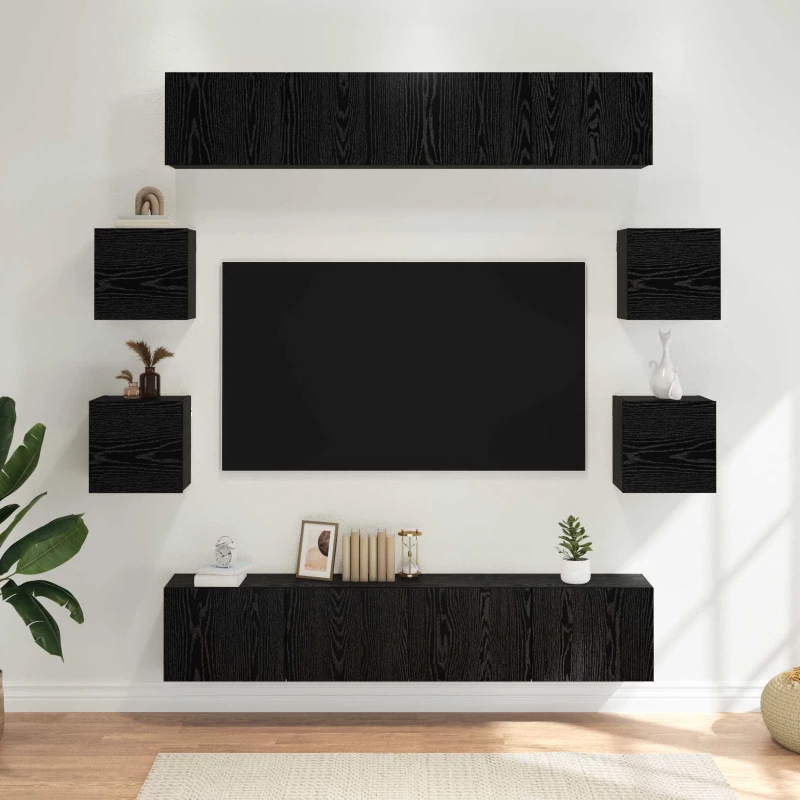 vidaXL Σετ επίπλου τηλεόρασης 8 pcs 80 x 30 x 30 εκ Μαύρη Δρυς
