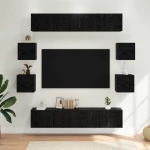 vidaXL Σετ επίπλου τηλεόρασης 8 pcs 80 x 30 x 30 εκ Μαύρη Δρυς