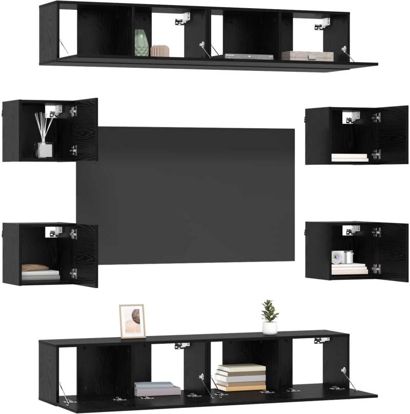 vidaXL Σετ επίπλου τηλεόρασης 8 pcs 80 x 30 x 30 εκ Μαύρη Δρυς