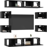 vidaXL Σετ επίπλου τηλεόρασης 8 pcs 80 x 30 x 30 εκ Μαύρη Δρυς