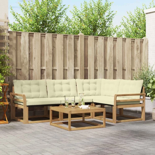 vidaXL Σειρά Καναπέ Εξωτερικού 5 pcs Λευκό και Κρεμ 79 x 79 x 37 εκ