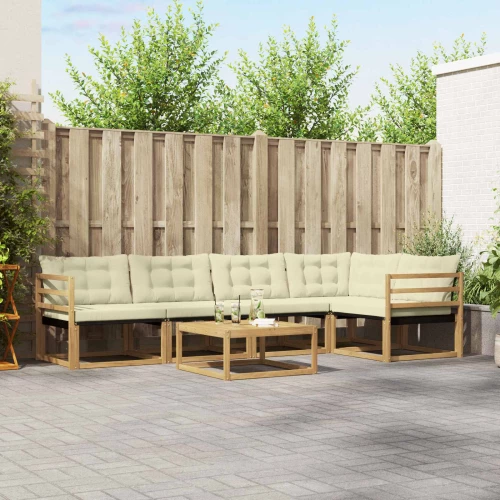 vidaXL Σειρά Καναπέ Εξωτερικού 6 pcs Λευκό και Κρεμ 79 x 79 x 37 εκ
