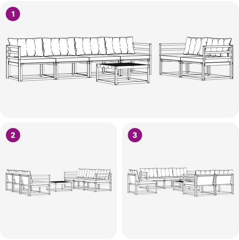 vidaXL Σειρά Καναπέ Εξωτερικού 7 pcs Λευκό και Ανοιχτό Γκρι