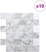 vidaXL Πλακάκι Subway 10 pcs Λευκό Μάρμαρο 30 x 30 cm