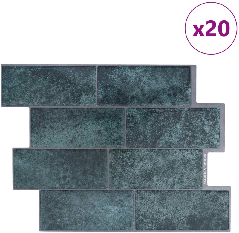 vidaXL Πλακάκι Subway 20 pcs Μπλε Πράσινο 29 x 21 εκ
