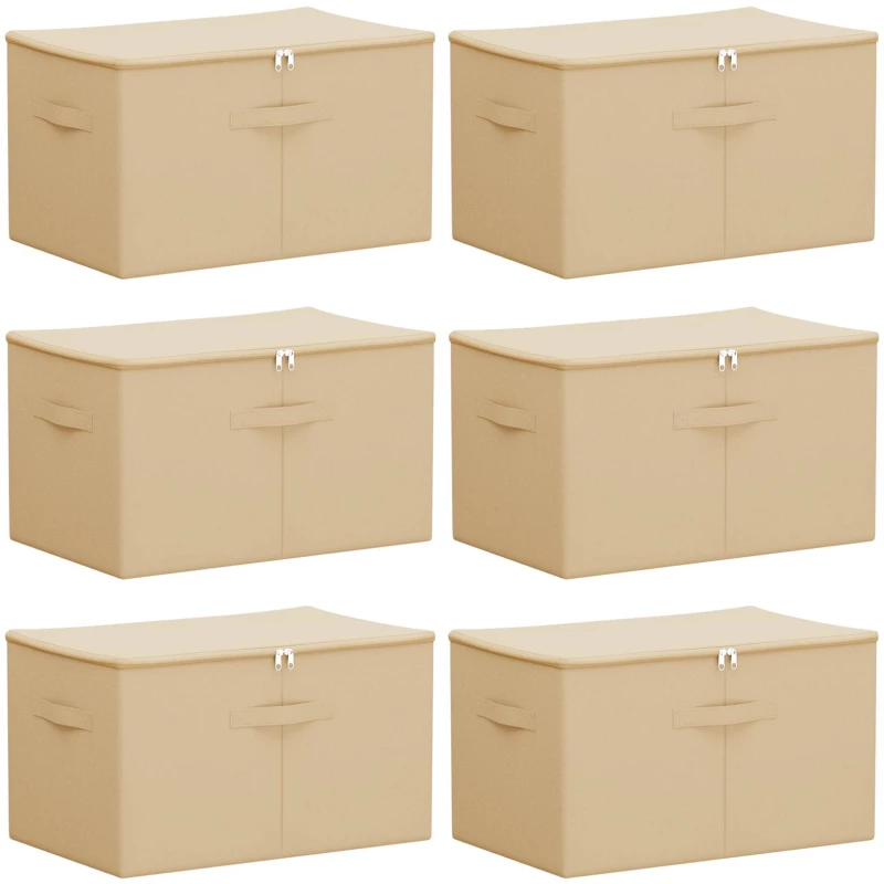 vidaXL Κουτί αποθήκευσης 6 pcs Κρεμ 55 x 35 x 32 εκ. Ύφασμα