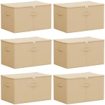 vidaXL Κουτί αποθήκευσης 6 pcs Κρεμ 55 x 35 x 32 εκ. Ύφασμα