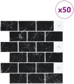 vidaXL Πλακάκι Subway 50 pcs Μαύρο Μάρμαρο 30 x 30 cm