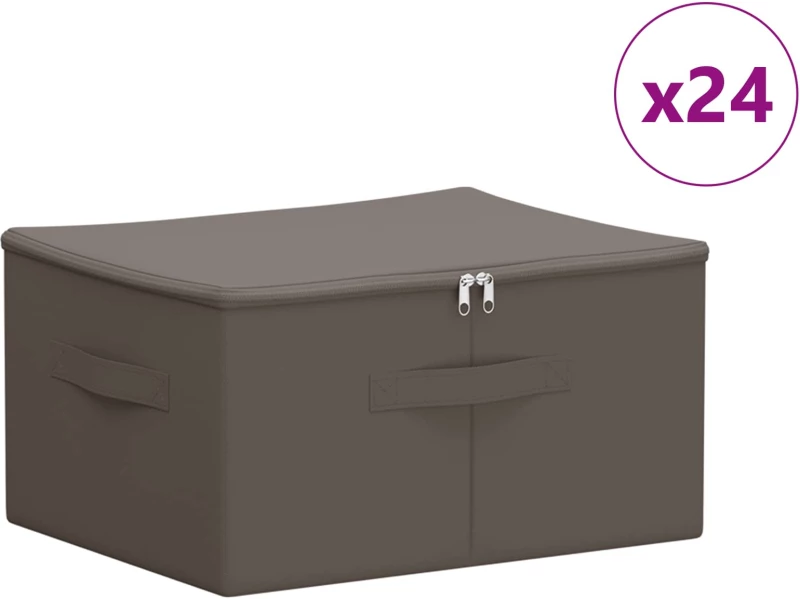 vidaXL Κουτί αποθήκευσης 24 pcs Γκρι 43 x 34 x 23 εκ. Ύφασμα