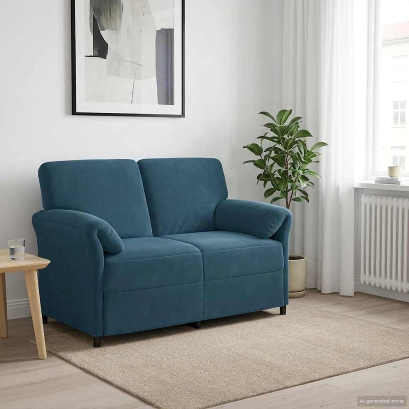 vidaXL Καναπές 2 ατόμων Μπλε 138 x 83 x 95 εκ Βελούδο