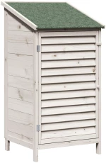 vidaXL Αποθήκη Κήπου Λευκό 59 x 56 x 113,5 εκ Στερεό Ξύλο Πεύκου