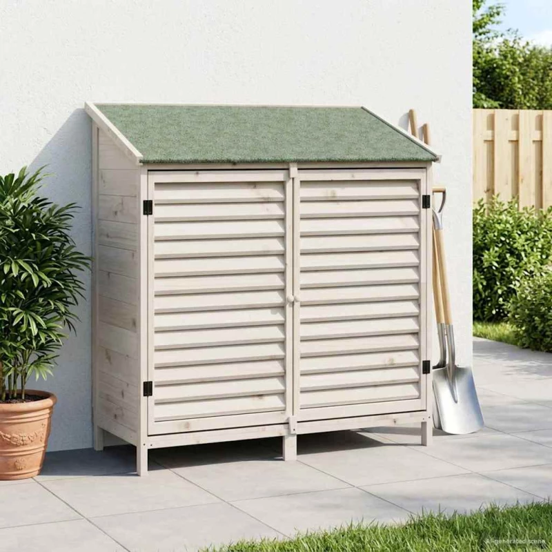 vidaXL Αποθήκη Κήπου Λευκό 106 x 56 x 113,5 εκ Στερεό Ξύλο Πεύκου