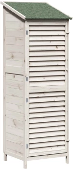 vidaXL Αποθήκη Κήπου Λευκό 59 x 56 x 176 εκ Στερεό Ξύλο Πεύκου