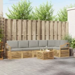vidaXL Σειρά Καναπέ Εξωτερικού 7 pcs Λευκό και Ανοιχτό Γκρι