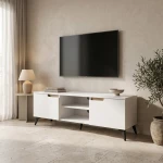 Έπιπλο τηλεόρασης Kemvio pakoworld  sonoma-λευκό 150x38x44εκ