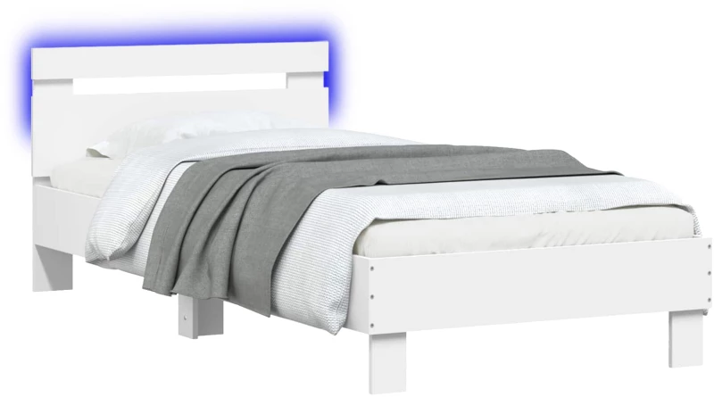 vidaXL Κρεβάτι με φωτισμό LED Λευκό 80 x 200 cm Επεξεργασμένο Ξύλο