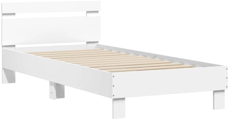 vidaXL Κρεβάτι με φωτισμό LED Λευκό 80 x 200 cm Επεξεργασμένο Ξύλο