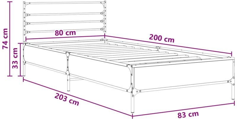 vidaXL Σκελετός Κρεβατιού Παλαιωμένο ξύλο 80 x 200 cm