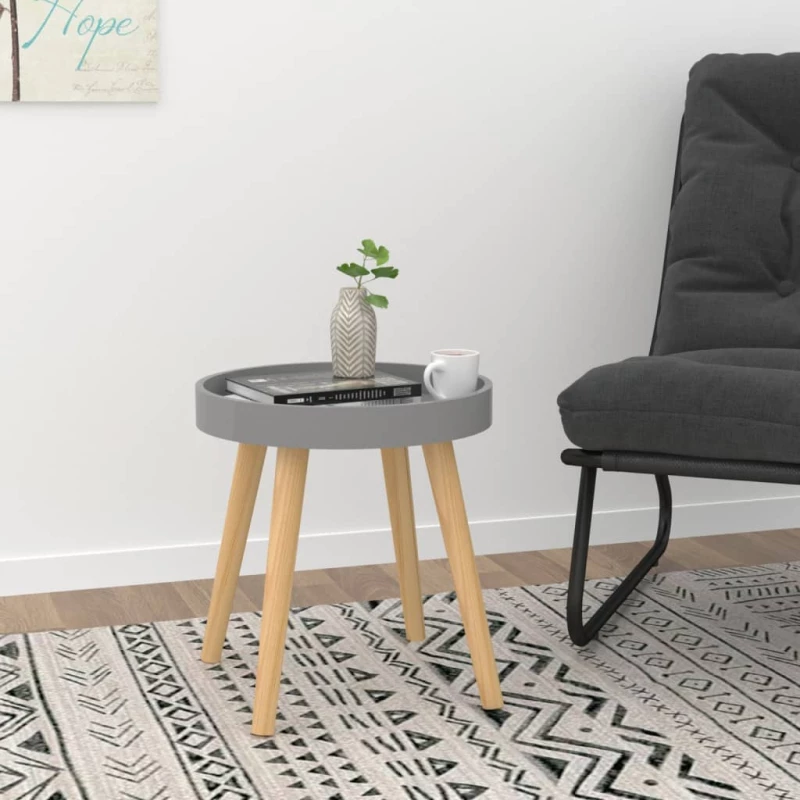vidaXL Βοηθητικό Τραπέζι Γκρι 38x38x40 εκ. Επεξ. Ξύλο & Μασίφ Πεύκο