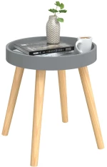 vidaXL Βοηθητικό Τραπέζι Γκρι 38x38x40 εκ. Επεξ. Ξύλο & Μασίφ Πεύκο